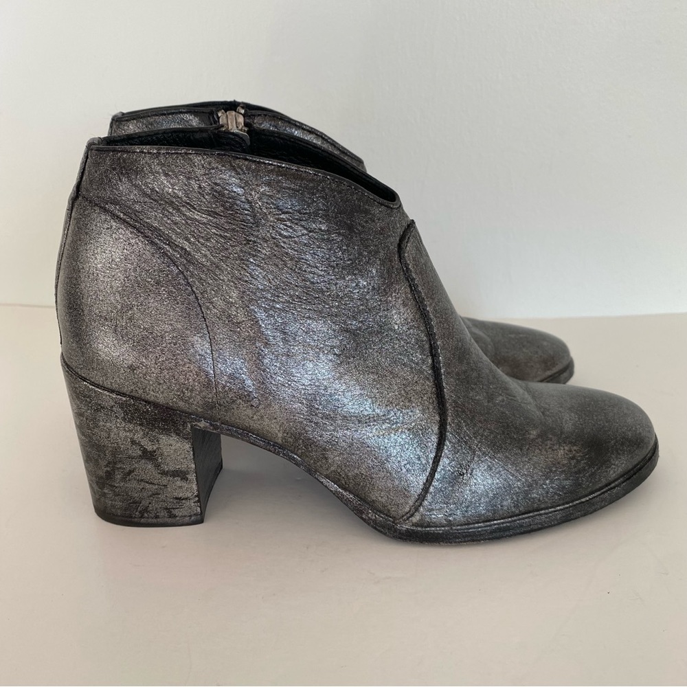 Frye Nora short ankle zip bootie metallic silver black gray - Picture 4 of 15